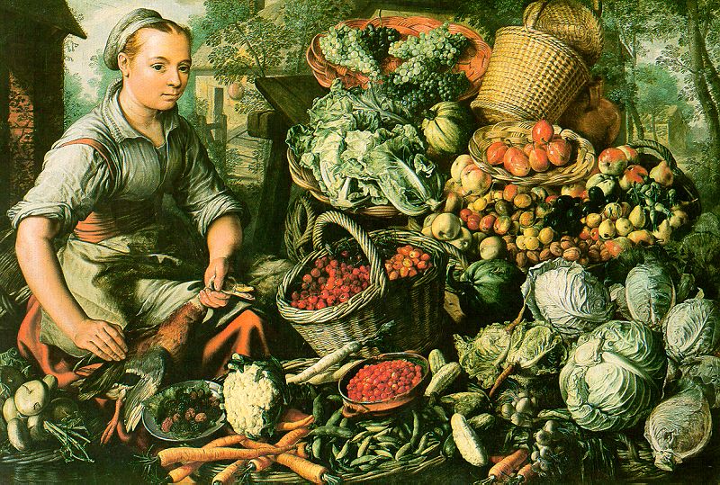 Joachim Beuckelaer Market Woman with Fruits, Vegetables and Poultry